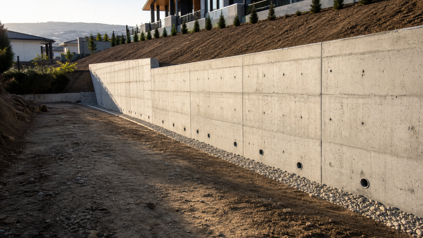 Tamamlanmış betonarme istinat duvarı — örnek görsel