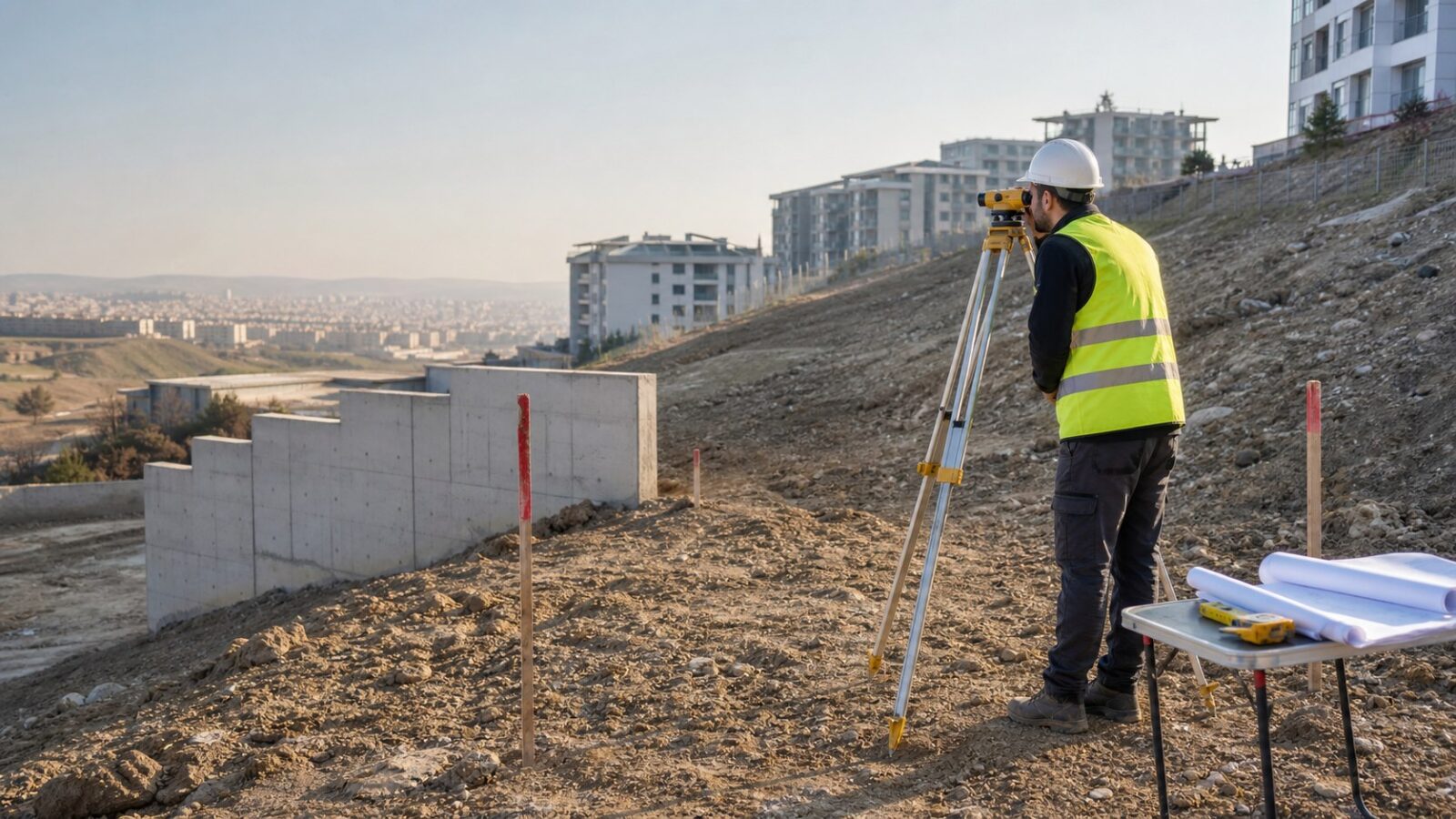 İstinat duvarı uygulaması öncesi saha ölçümü